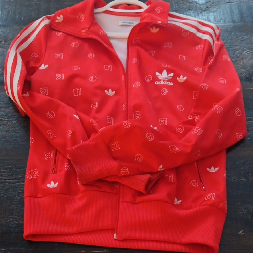 Adidas Red Graphic Classic Zip Up
